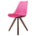 Soho Bright Pink Plastic Dining Chair with Square Pyramid Dark Wood Legs