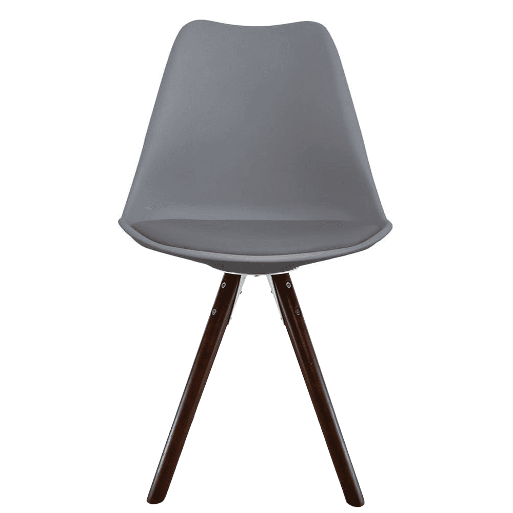 Soho Dark Grey Plastic Dining Chair with Pyramid Dark Wood Legs