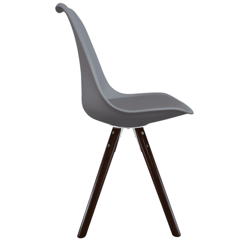 Soho Dark Grey Plastic Dining Chair with Pyramid Dark Wood Legs