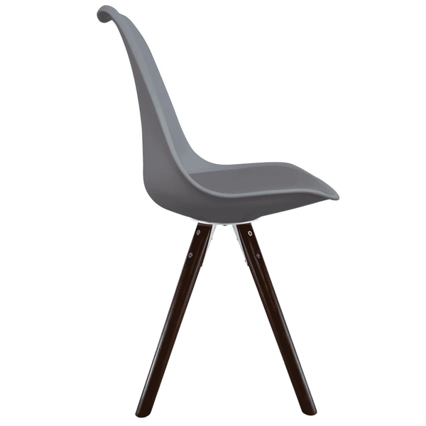 Soho Dark Grey Plastic Dining Chair with Pyramid Dark Wood Legs