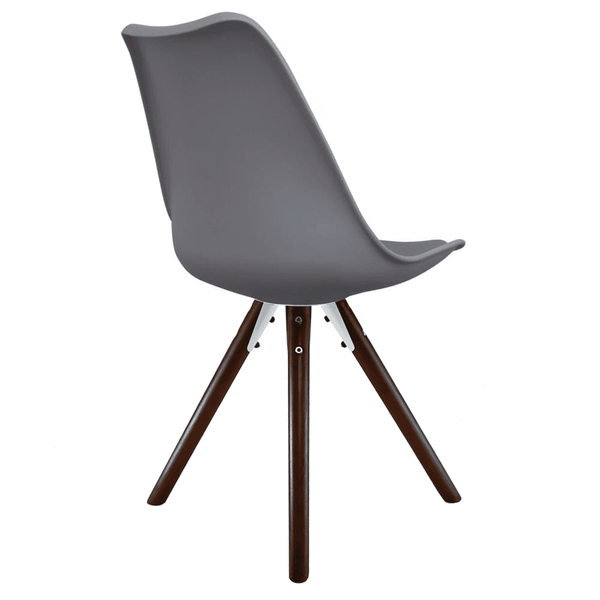 Soho Dark Grey Plastic Dining Chair with Pyramid Dark Wood Legs