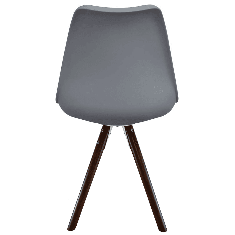 Soho Dark Grey Plastic Dining Chair with Pyramid Dark Wood Legs