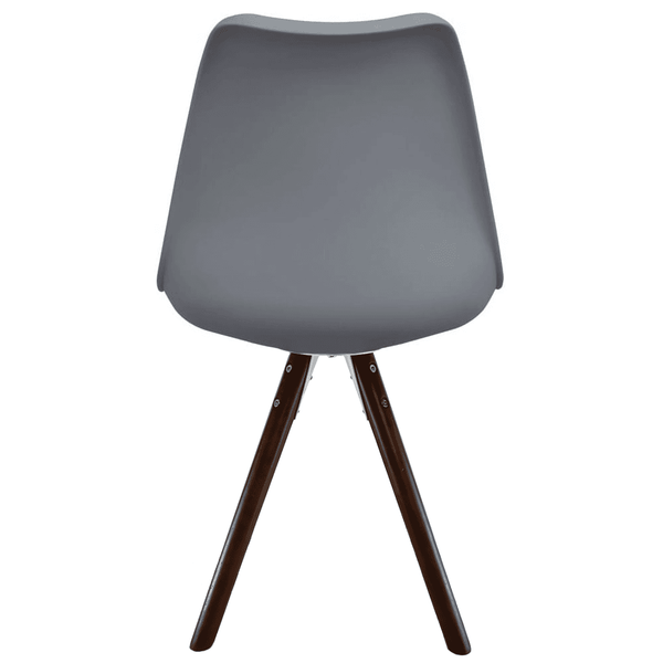 Soho Dark Grey Plastic Dining Chair with Pyramid Dark Wood Legs