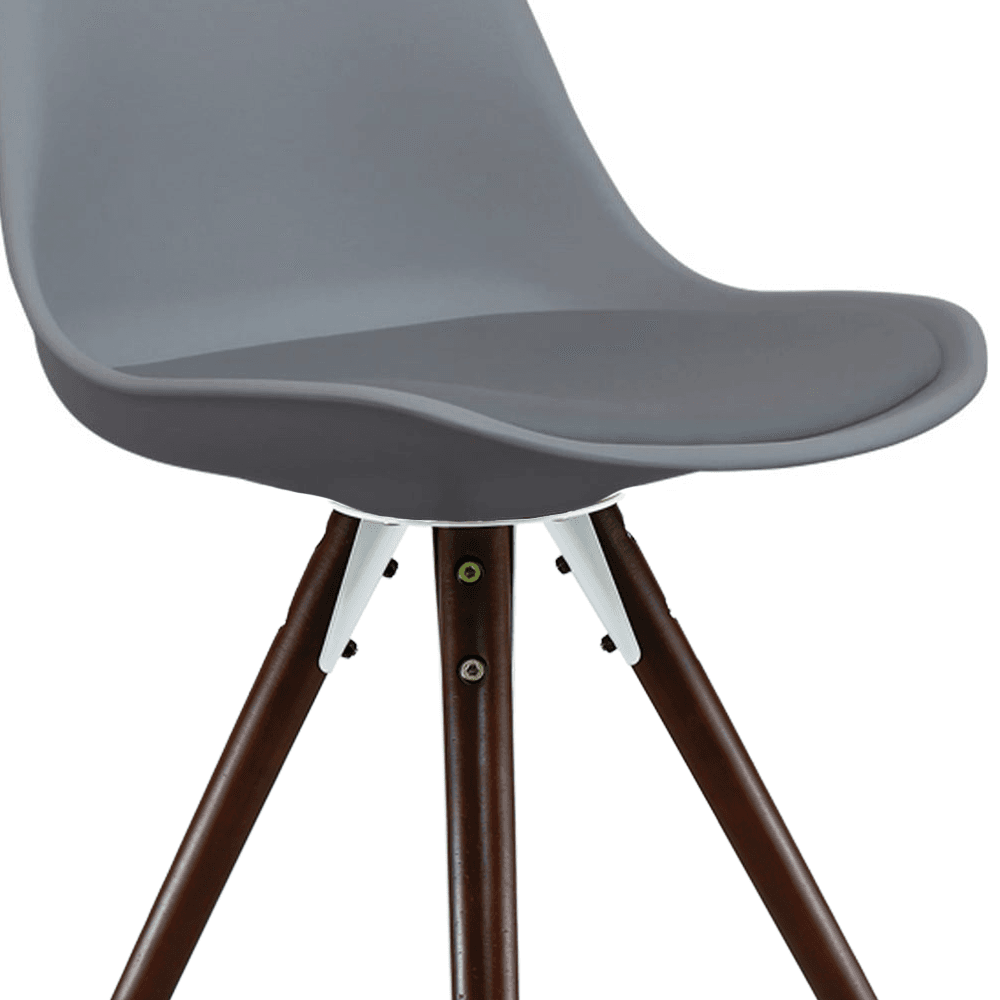 Soho Dark Grey Plastic Dining Chair with Pyramid Dark Wood Legs