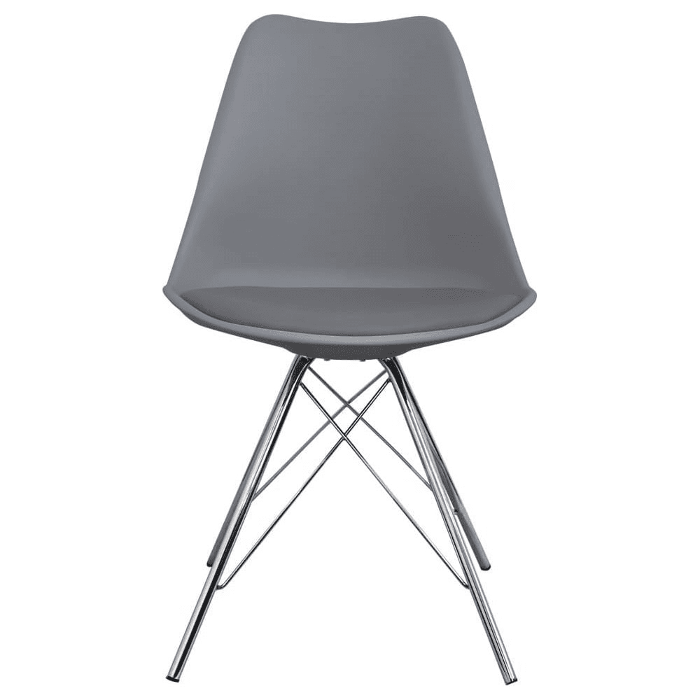 OUTLET Soho Dark Grey Plastic Dining Chair with Chrome Metal Legs