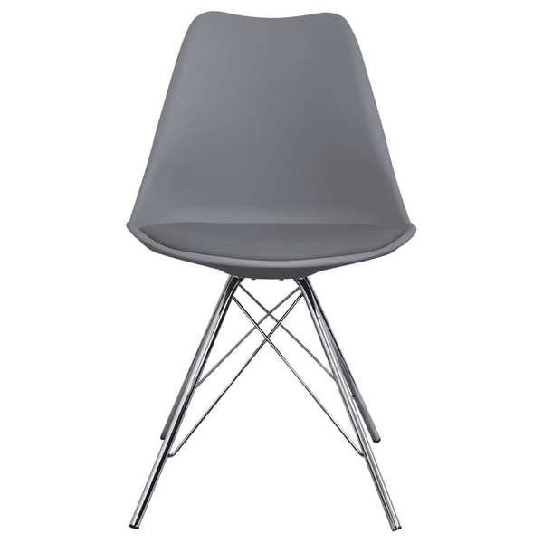 OUTLET Soho Dark Grey Plastic Dining Chair with Chrome Metal Legs