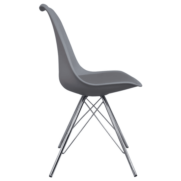 OUTLET Soho Dark Grey Plastic Dining Chair with Chrome Metal Legs