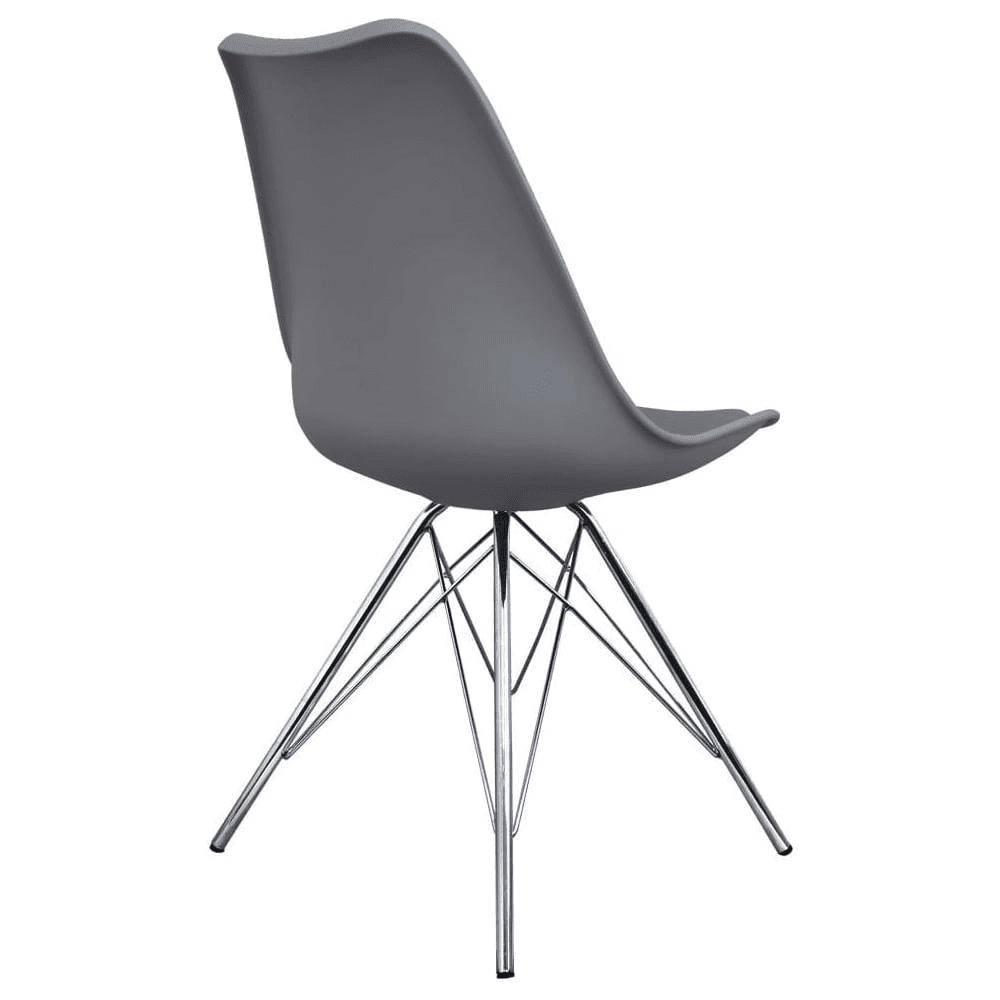 OUTLET Soho Dark Grey Plastic Dining Chair with Chrome Metal Legs