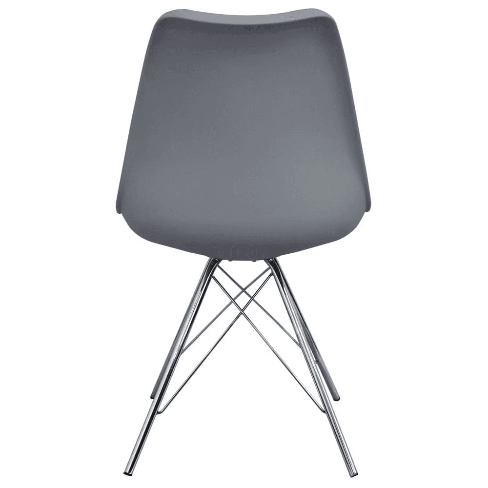 OUTLET Soho Dark Grey Plastic Dining Chair with Chrome Metal Legs