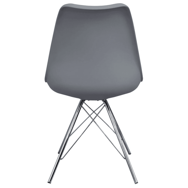 OUTLET Soho Dark Grey Plastic Dining Chair with Chrome Metal Legs