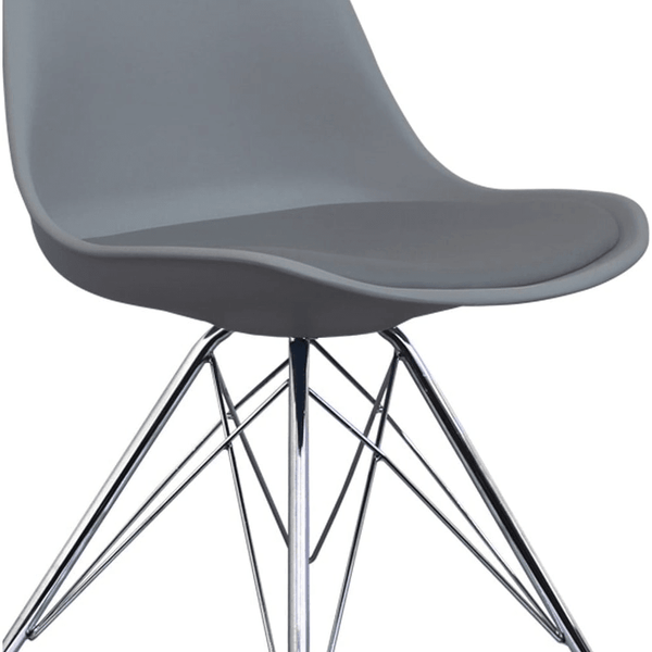 OUTLET Soho Dark Grey Plastic Dining Chair with Chrome Metal Legs