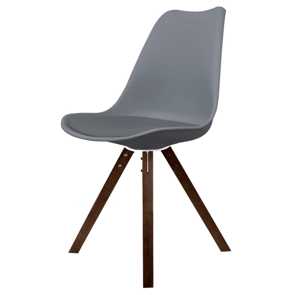 Soho Dark Grey Plastic Dining Chair with Square Pyramid Dark Wood Legs