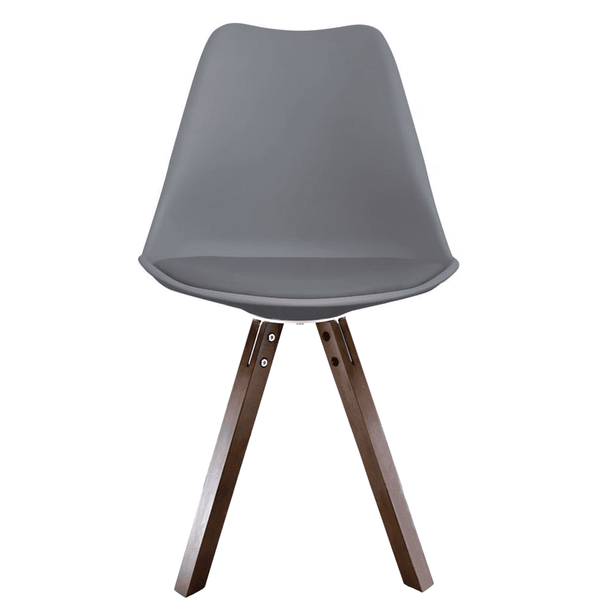 Soho Dark Grey Plastic Dining Chair with Square Pyramid Dark Wood Legs