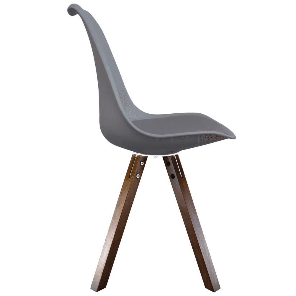 Soho Dark Grey Plastic Dining Chair with Square Pyramid Dark Wood Legs