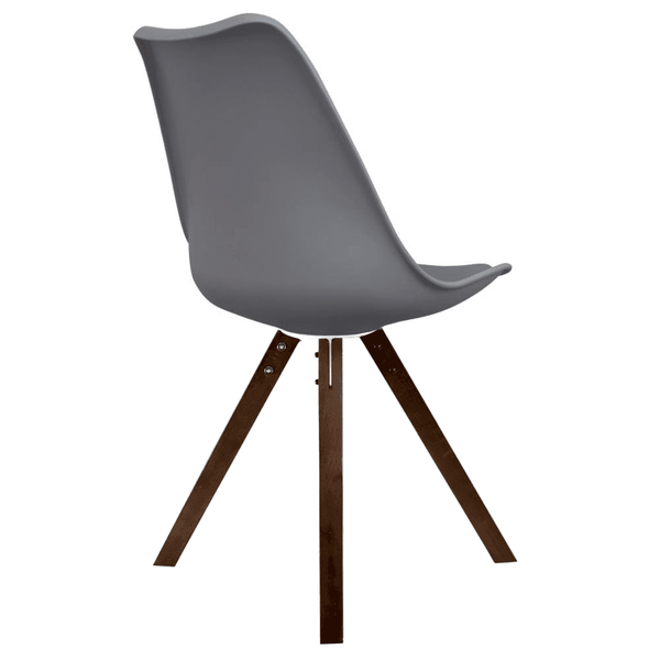 Soho Dark Grey Plastic Dining Chair with Square Pyramid Dark Wood Legs