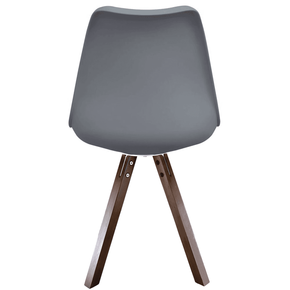 Soho Dark Grey Plastic Dining Chair with Square Pyramid Dark Wood Legs