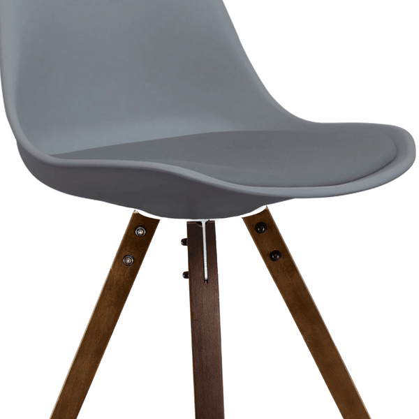 Soho Dark Grey Plastic Dining Chair with Square Pyramid Dark Wood Legs