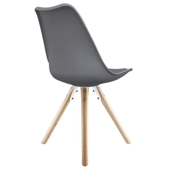 Soho Dark Grey Plastic Dining Chair with Pyramid Light Wood Legs