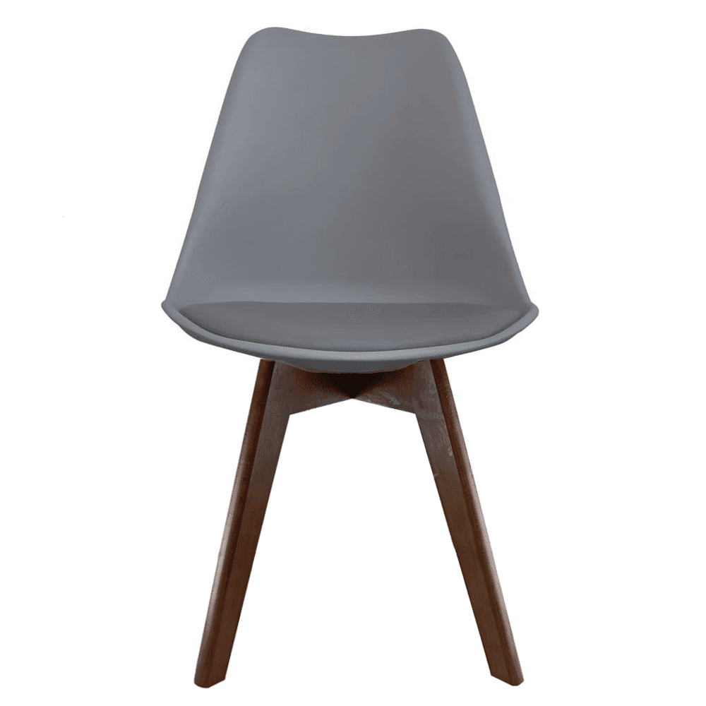 Soho Dark Grey Plastic Dining Chair with Squared Dark Wood Legs