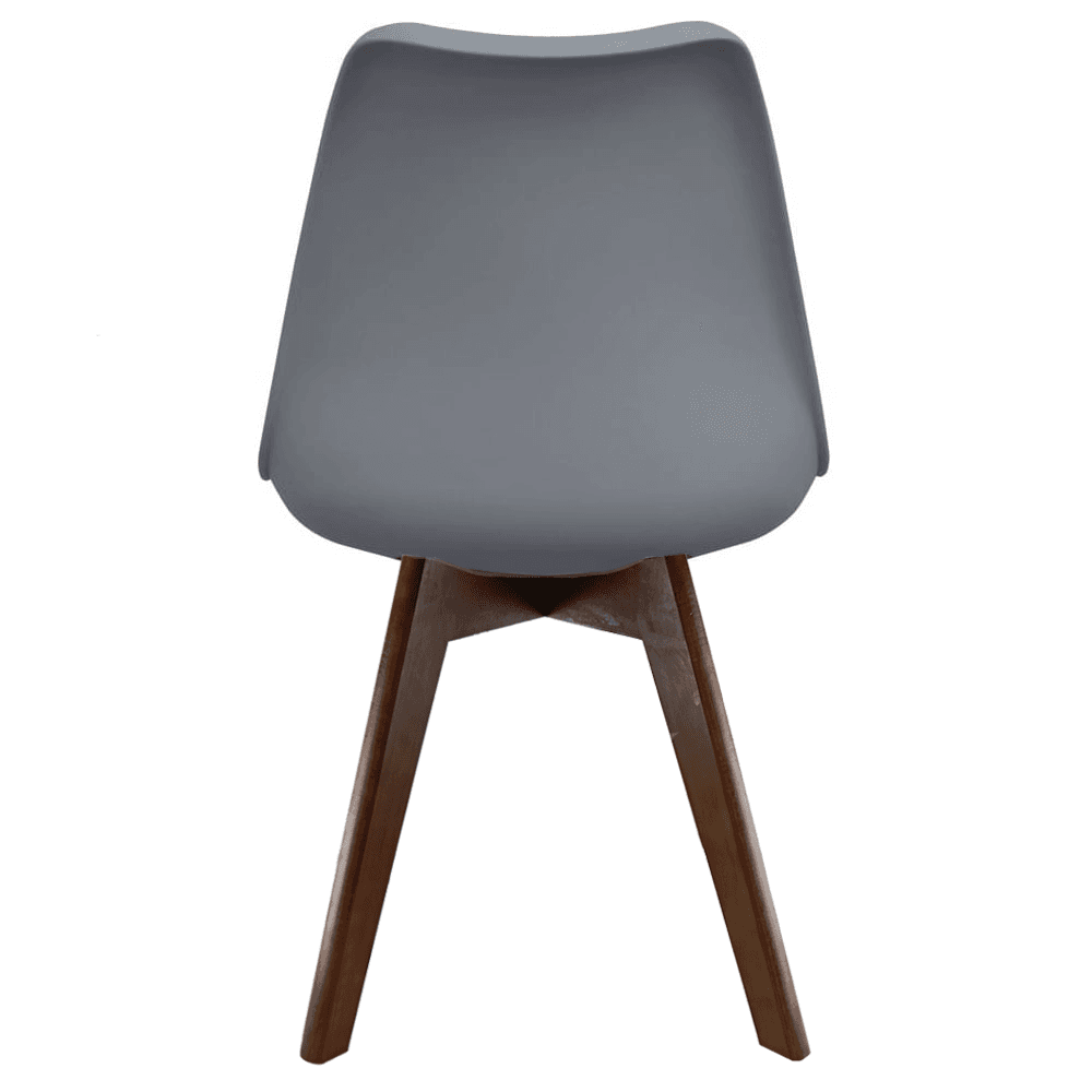 Soho Dark Grey Plastic Dining Chair with Squared Dark Wood Legs