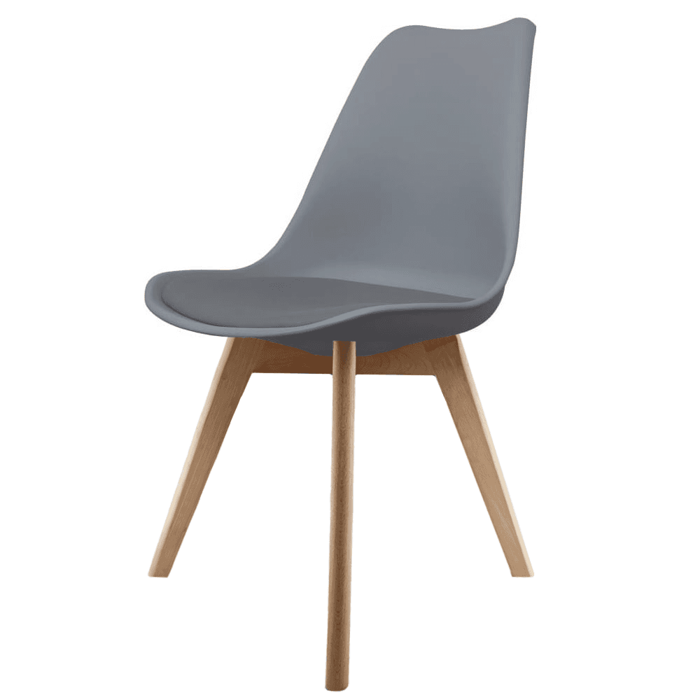 Soho Dark Grey Plastic Dining Chair with Squared Light Wood Legs