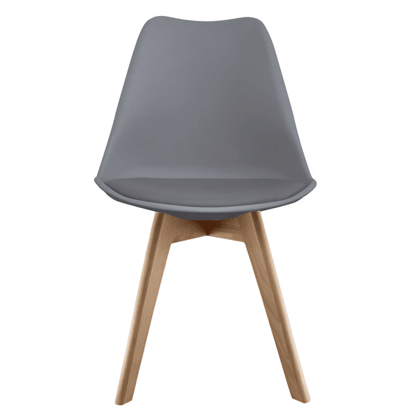 Soho Dark Grey Plastic Dining Chair with Squared Light Wood Legs