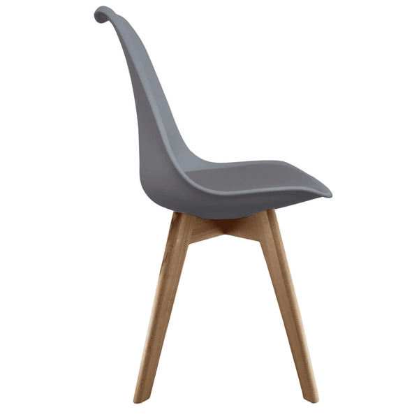 Soho Dark Grey Plastic Dining Chair with Squared Light Wood Legs