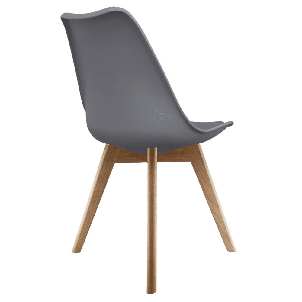 Soho Dark Grey Plastic Dining Chair with Squared Light Wood Legs