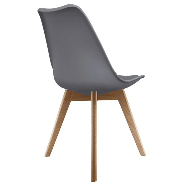 Soho Dark Grey Plastic Dining Chair with Squared Light Wood Legs