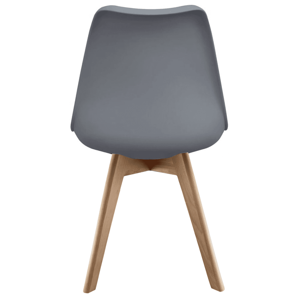 Soho Dark Grey Plastic Dining Chair with Squared Light Wood Legs