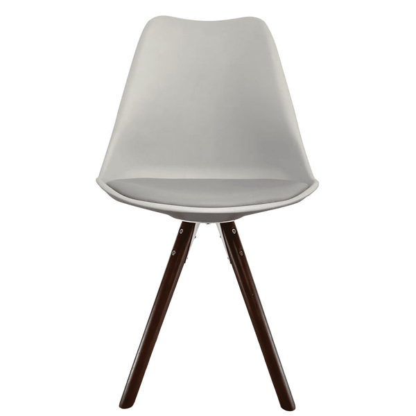 Soho Light Grey Plastic Dining Chair with Pyramid Dark Wood Legs