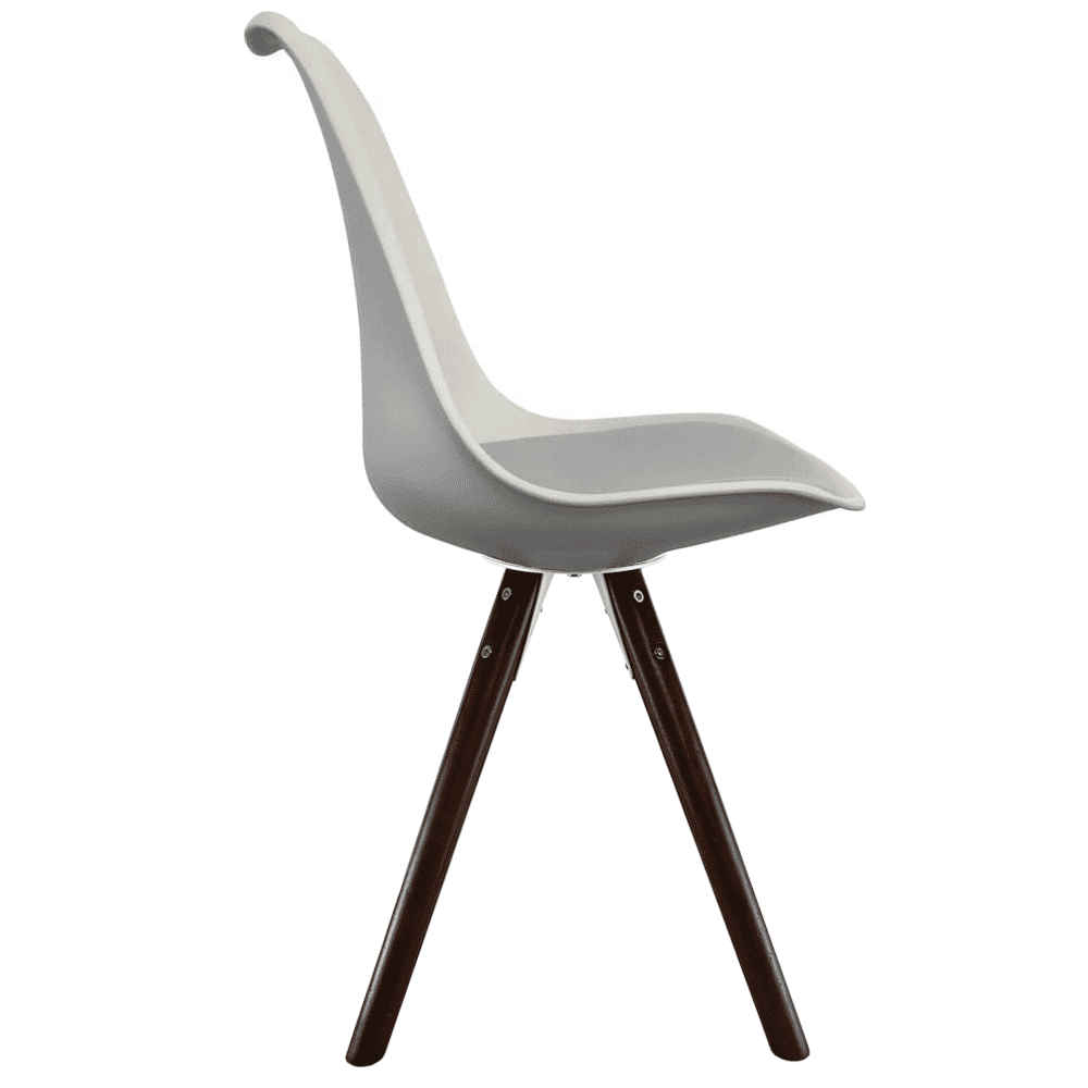 Soho Light Grey Plastic Dining Chair with Pyramid Dark Wood Legs