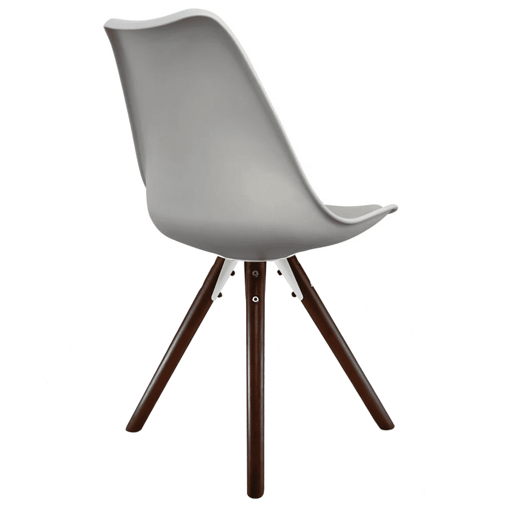 Soho Light Grey Plastic Dining Chair with Pyramid Dark Wood Legs