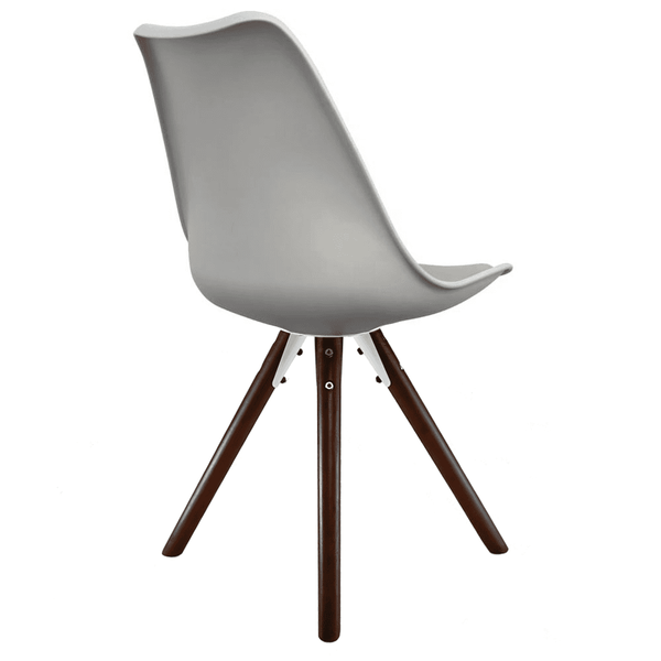Soho Light Grey Plastic Dining Chair with Pyramid Dark Wood Legs
