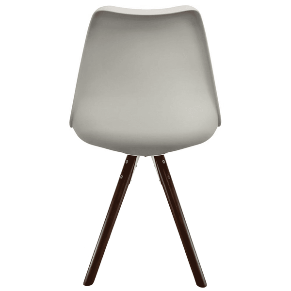Soho Light Grey Plastic Dining Chair with Pyramid Dark Wood Legs