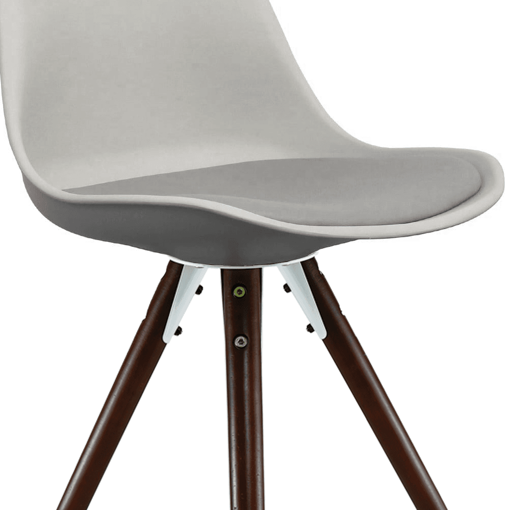Soho Light Grey Plastic Dining Chair with Pyramid Dark Wood Legs
