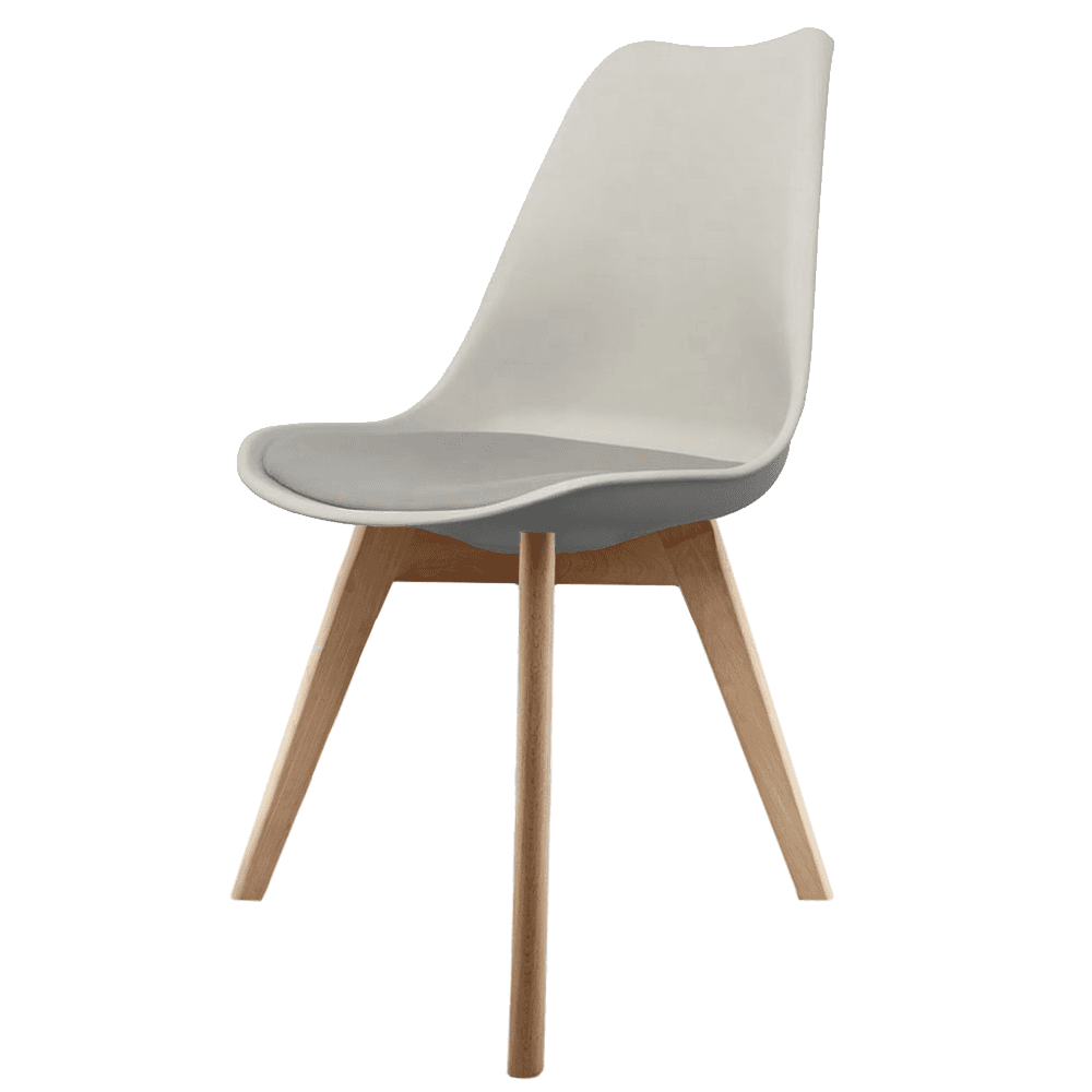 Soho Light Grey Plastic Dining Chair with Squared Light Wood Legs