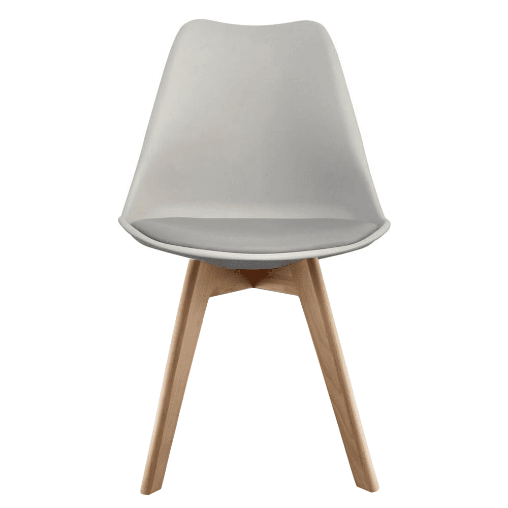 Soho Light Grey Plastic Dining Chair with Squared Light Wood Legs