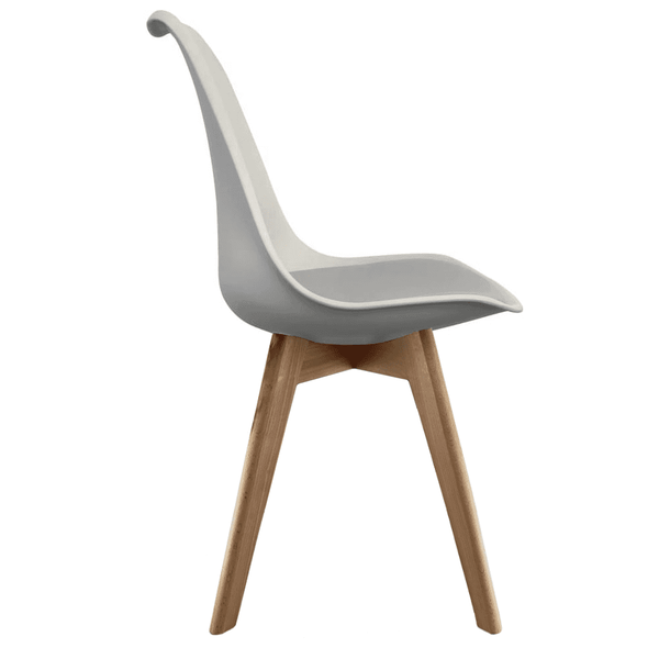 Soho Light Grey Plastic Dining Chair with Squared Light Wood Legs