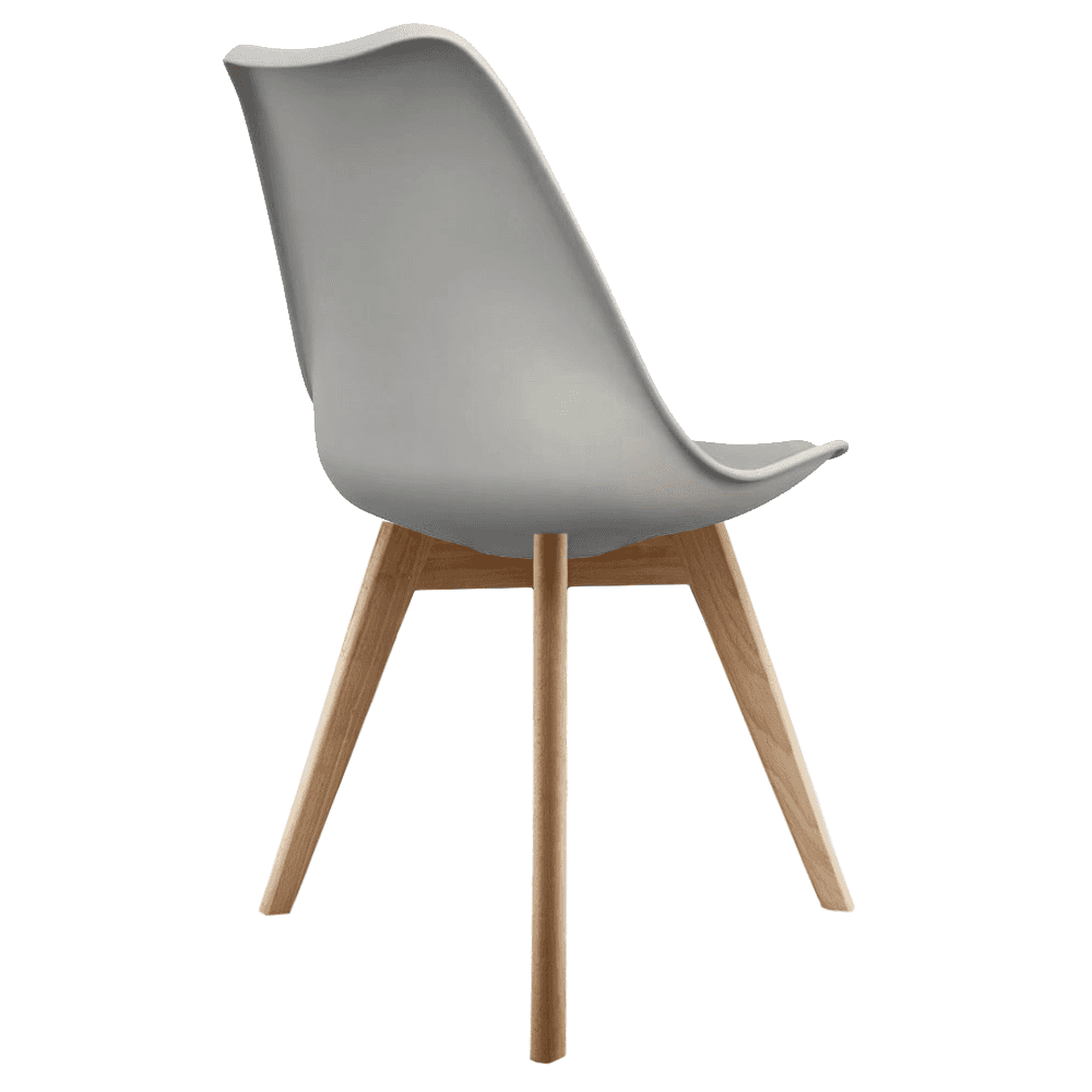 Soho Light Grey Plastic Dining Chair with Squared Light Wood Legs