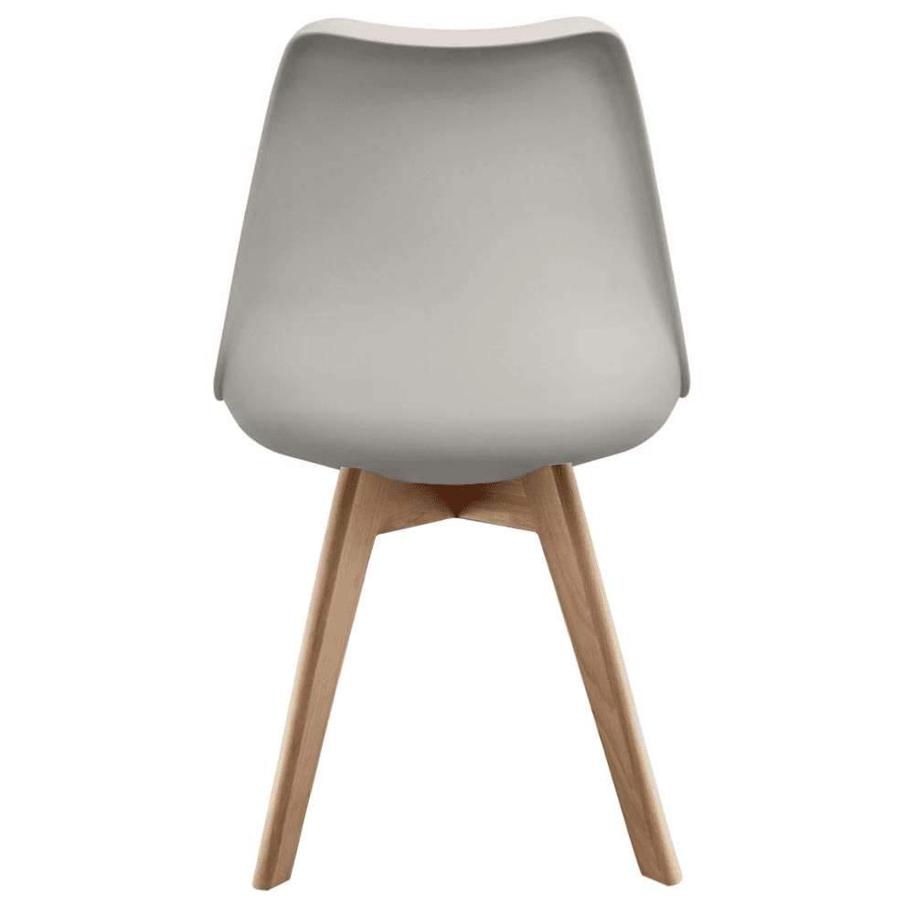 Soho Light Grey Plastic Dining Chair with Squared Light Wood Legs