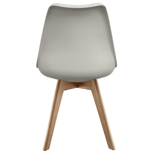 Soho Light Grey Plastic Dining Chair with Squared Light Wood Legs