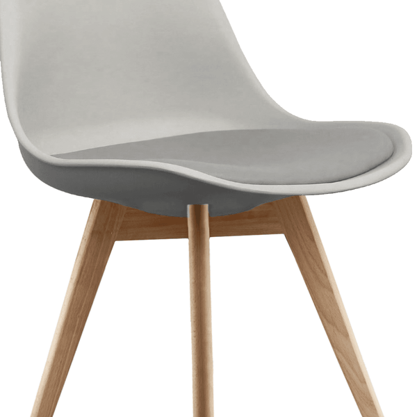 Soho Light Grey Plastic Dining Chair with Squared Light Wood Legs