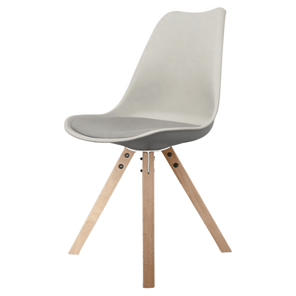 Soho Light Grey Plastic Dining Chair with Square Pyramid Light Wood Legs
