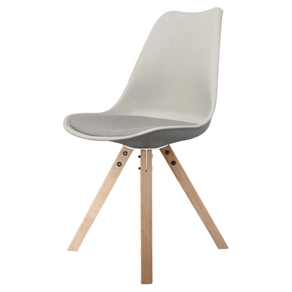 Soho Light Grey Plastic Dining Chair with Square Pyramid Light Wood Legs
