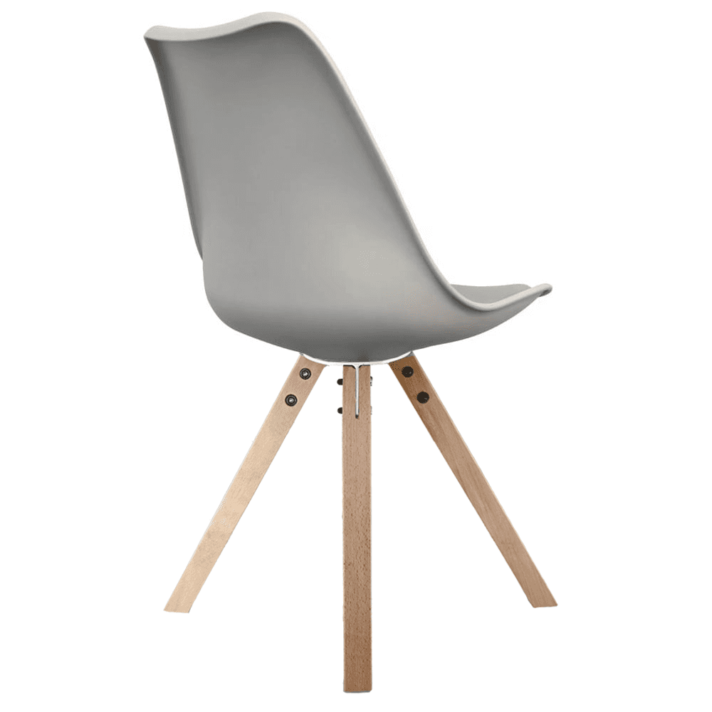 Soho Light Grey Plastic Dining Chair with Square Pyramid Light Wood Legs