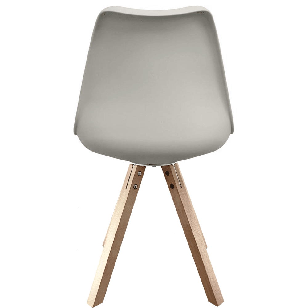 Soho Light Grey Plastic Dining Chair with Square Pyramid Light Wood Legs