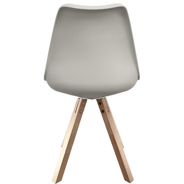 Soho Light Grey Plastic Dining Chair with Square Pyramid Light Wood Legs