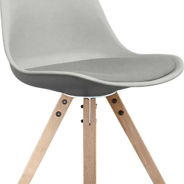 Soho Light Grey Plastic Dining Chair with Square Pyramid Light Wood Legs