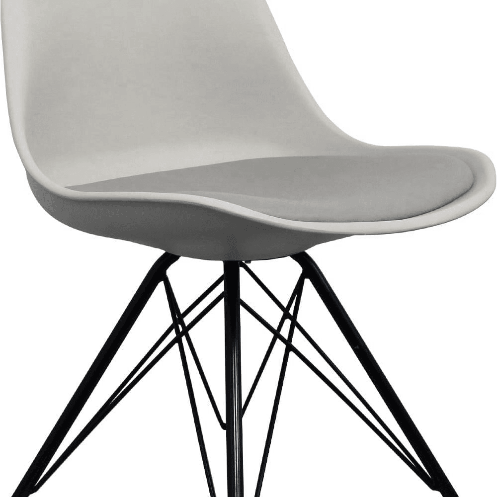Soho Light Grey Plastic Dining Chair with Black Metal Legs